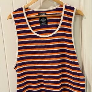 Super Massive Striped Tank Top XL Purple Orange Ribbed Sleeveless NWT